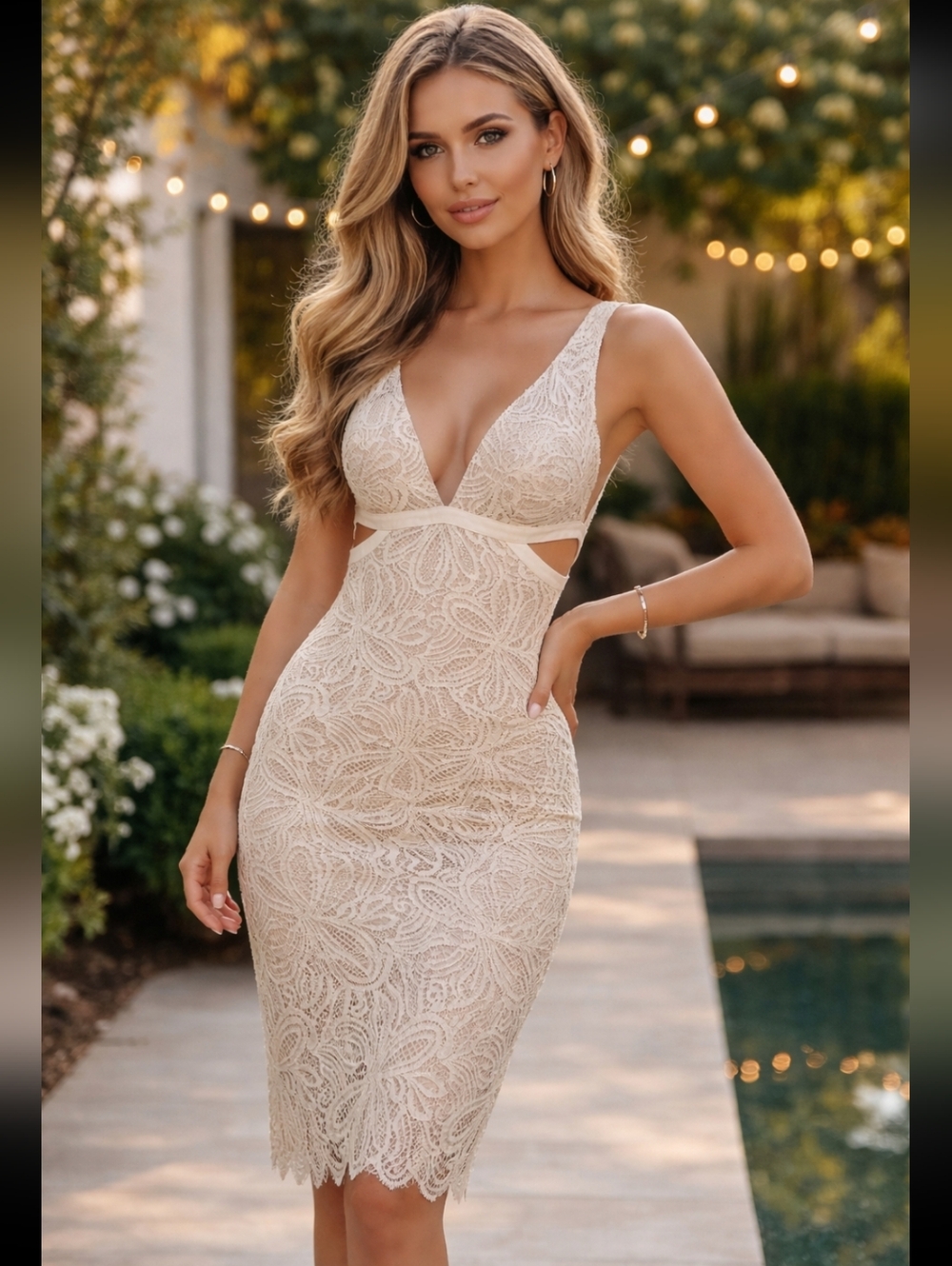 Intermix Ivory Lace Briana Cocktail Dress